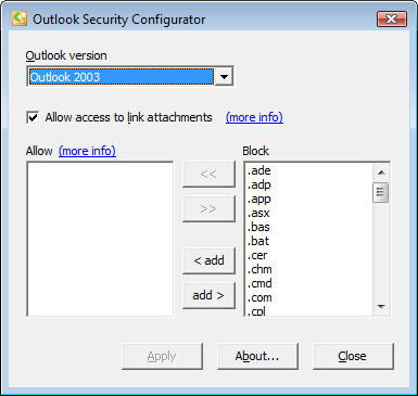 Outlook Security Configurator 0.8 full